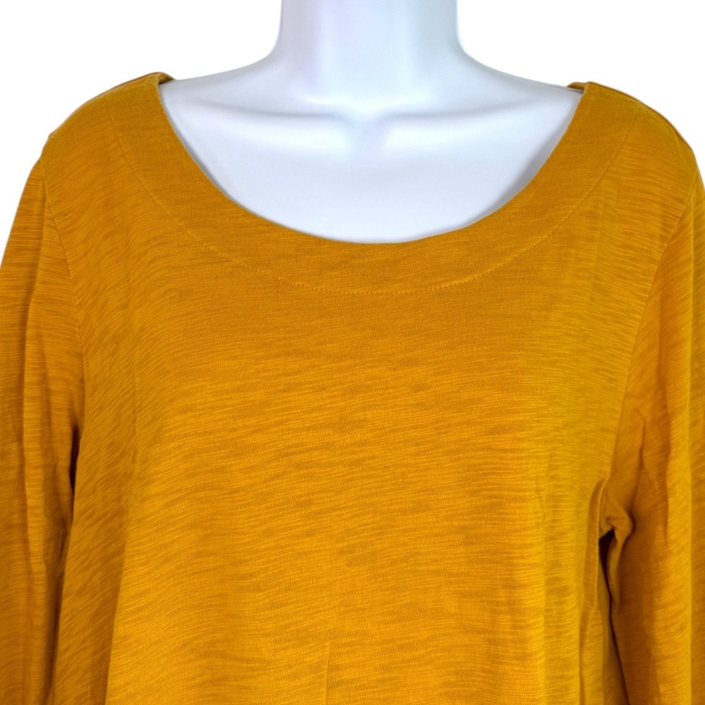 Habitat Womens Cotton Slub Knit Top Sz M Mustard Yellow Boho Lagenlook Casual - Picture 4 of 8